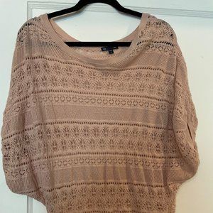 Crochet Knit Gap Sweater with Dolman Sleeves - blush color